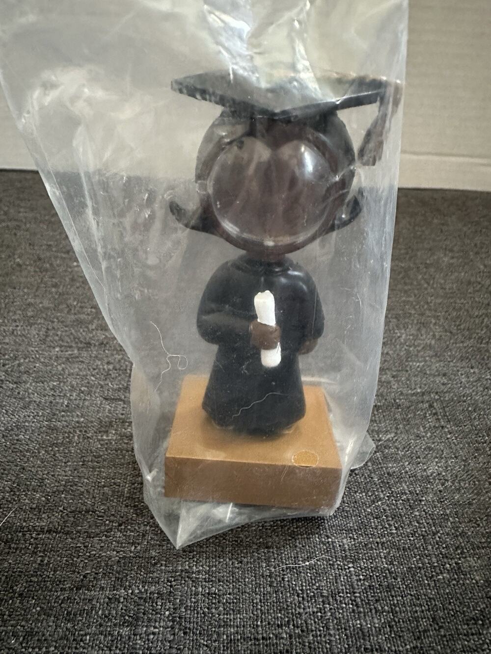 Graduation Photo Holder Bobblehead Girl Black Gown Diploma Picture Frame 4.5”